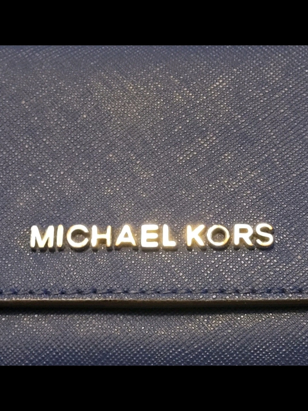 Michael Kors Navy Saffiano Leather Card Holder with Silver Logo - Picture 3 of 12